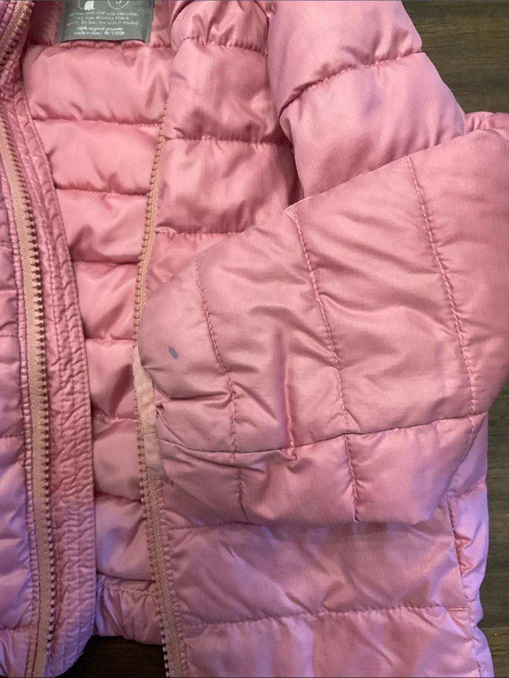 Primary brand pink hooded puffer jacket size 3